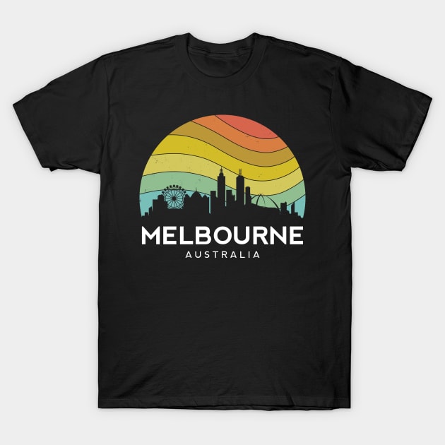 Melbourne Australia Retro Vintage Flag Outback Kangaroo Mate T-Shirt by Shirtsurf